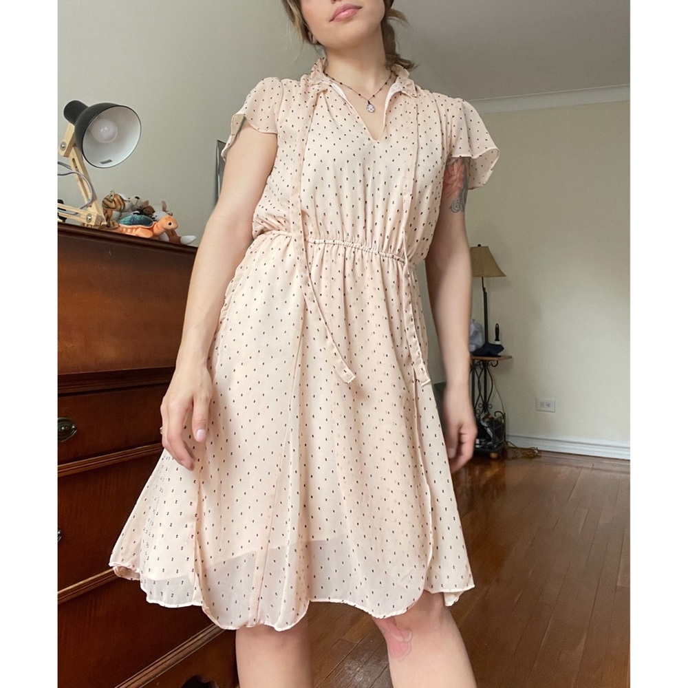 “Walter Baker” Black Polkadot | Light Pink | Summer Dress
